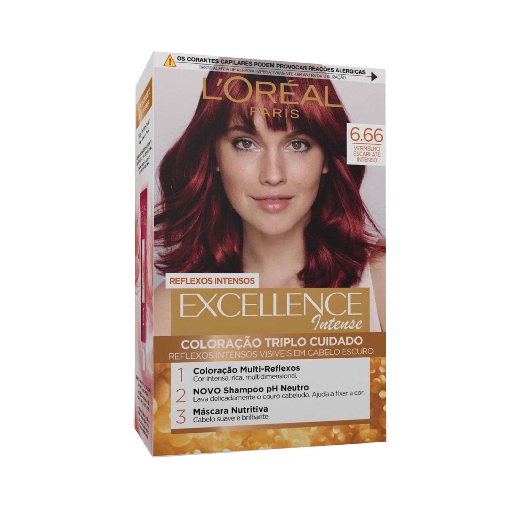 Coloração Permanente Excellence Intense Vermelho Escuro Intenso 6.66 Excellence L'Oréal Paris emb. 1 un
