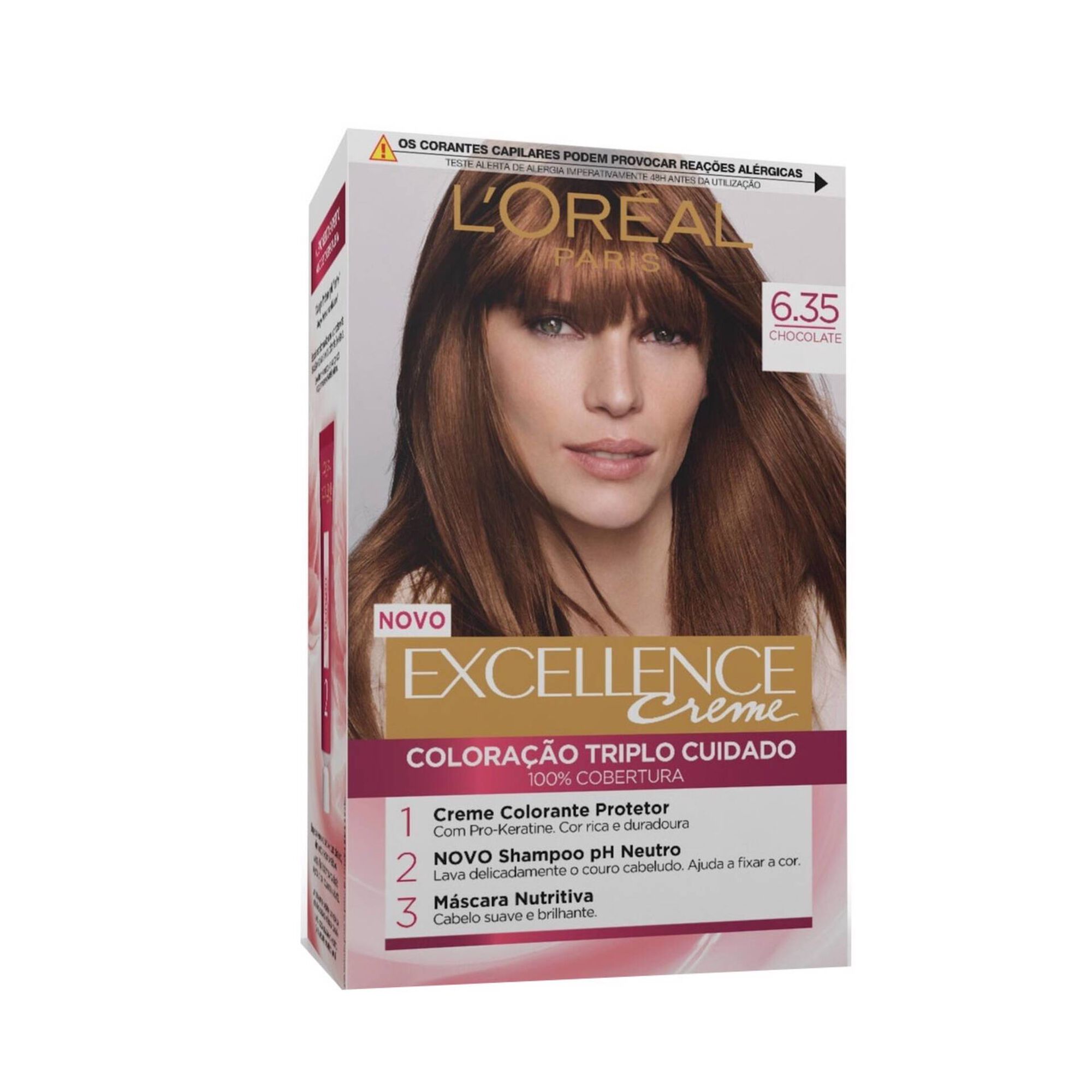 Coloração Permanente Excellence Creme Castanho Chocolate 6.35 Excellence L'Oréal Paris emb. 1 un 