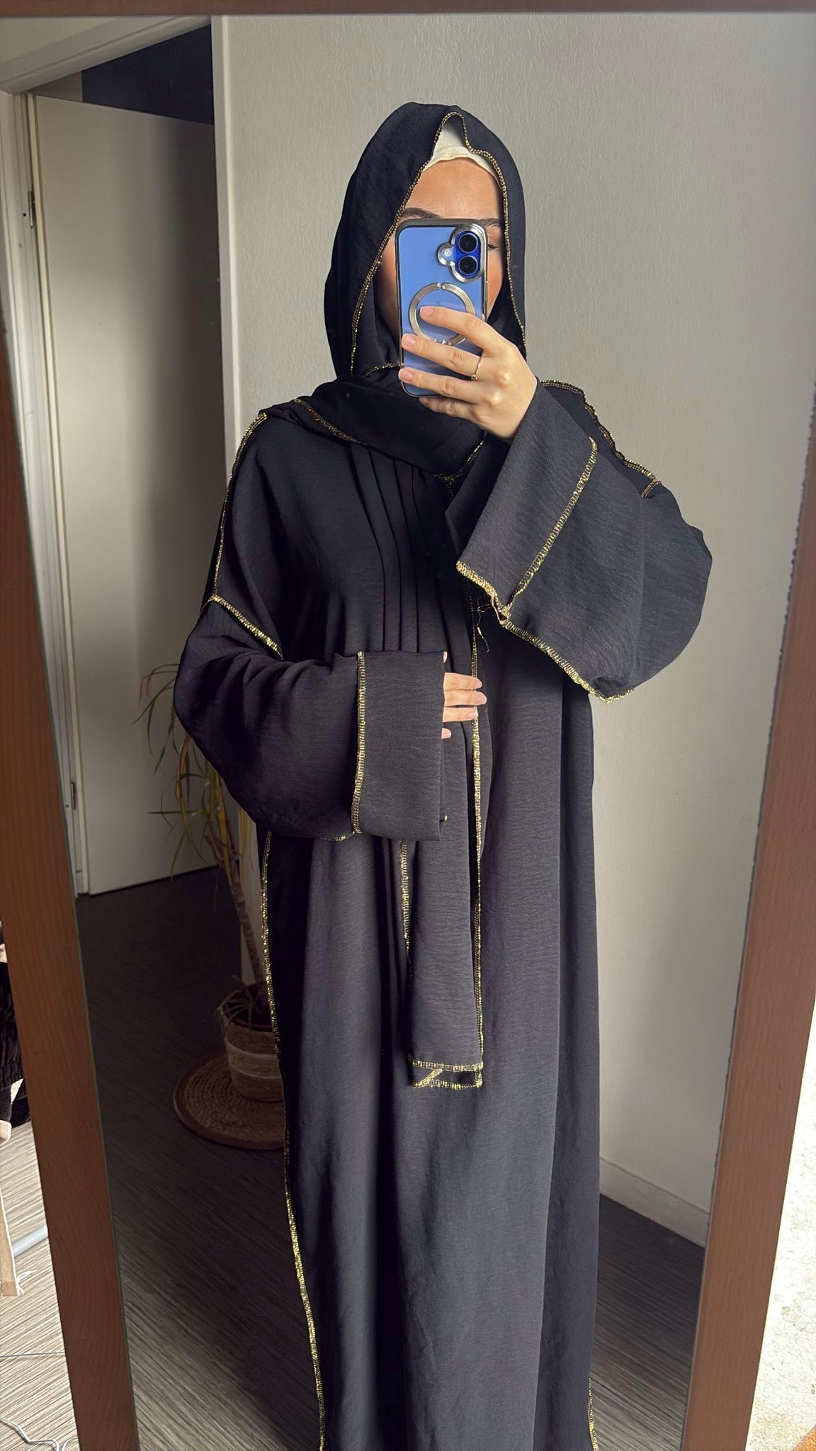 Abaya voile intégré Zeyna noir 