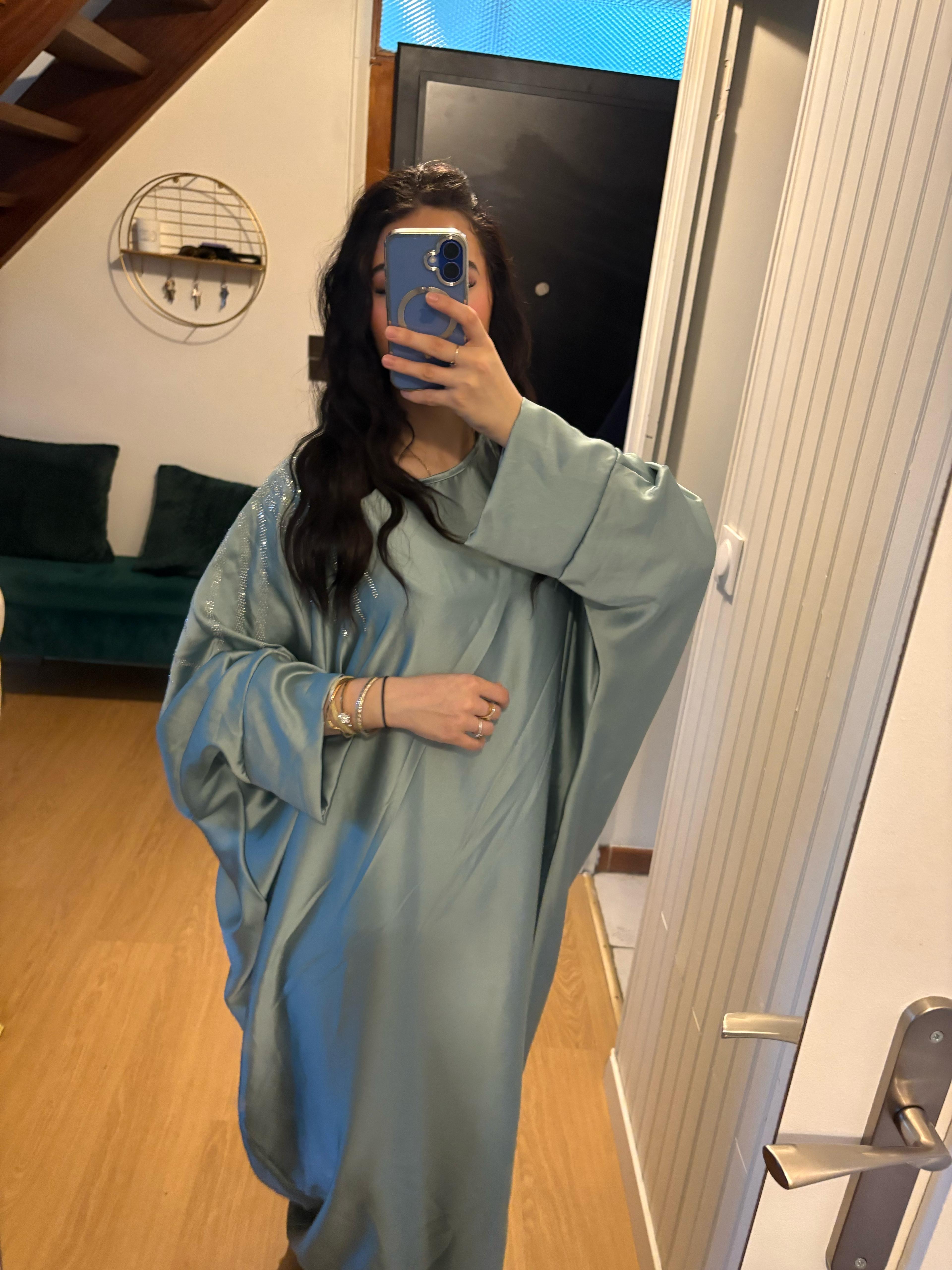 Abaya à strass Noor turquoise