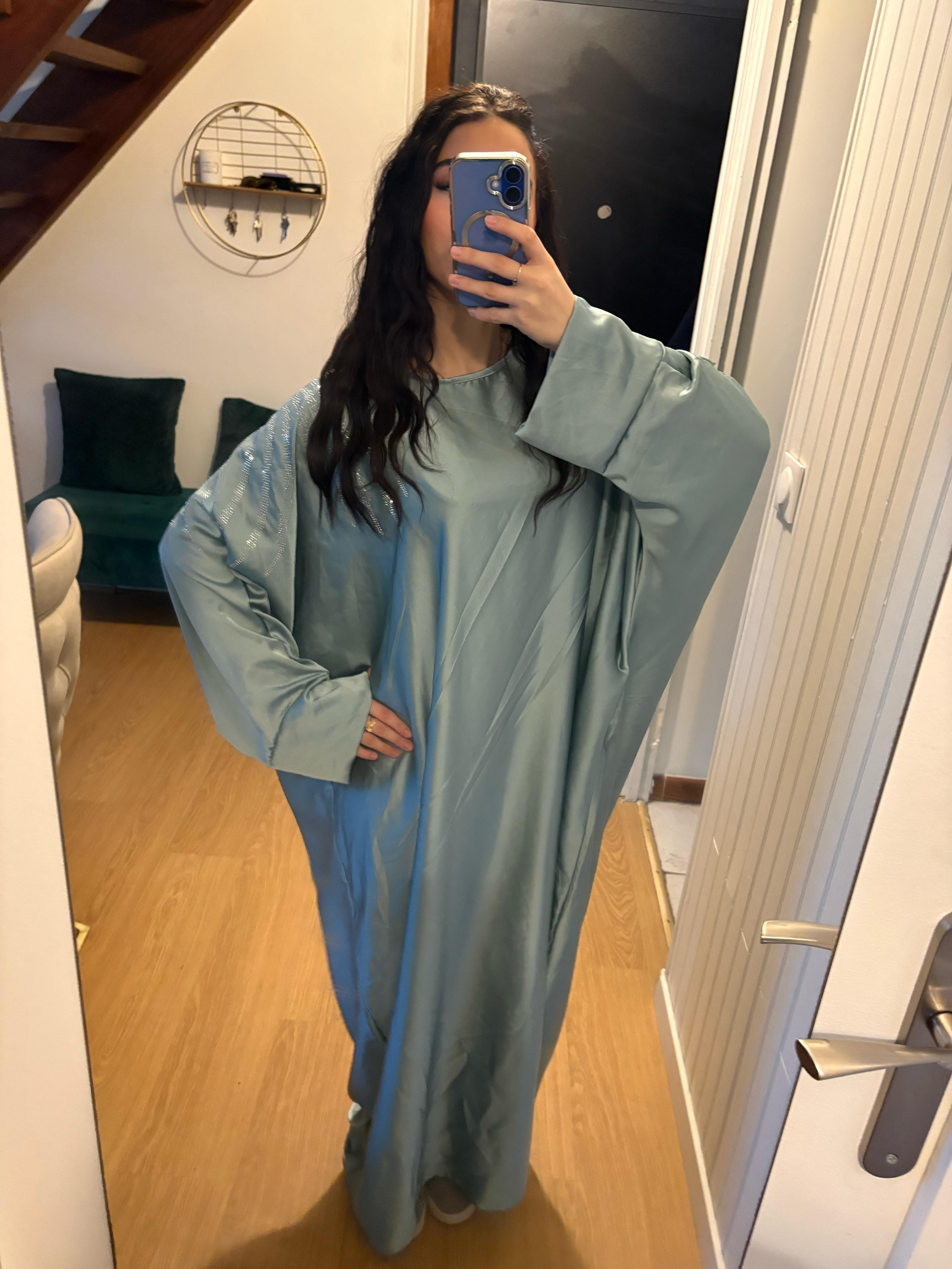 Abaya à strass Noor turquoise 