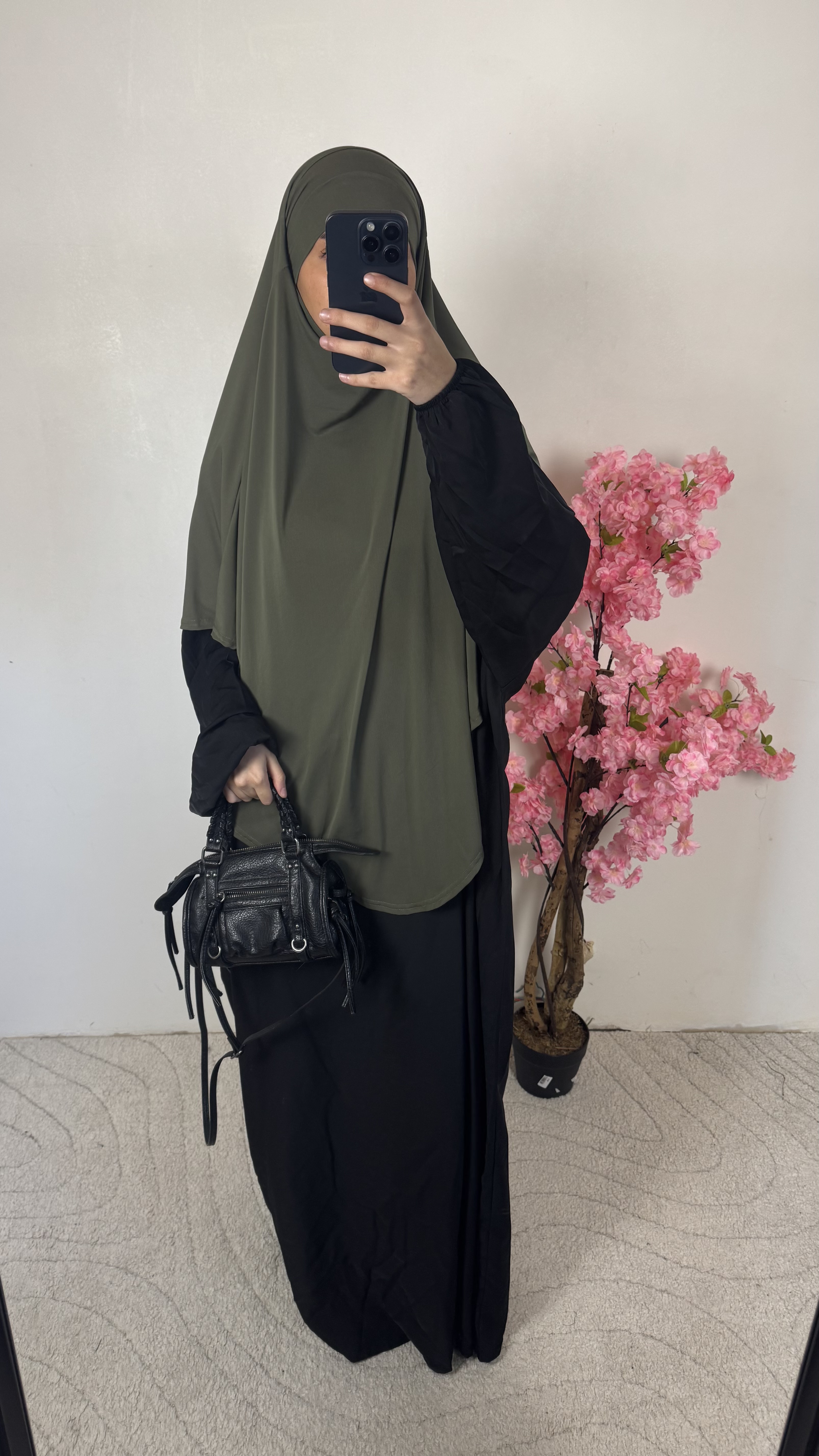 Khimar vert kaki - jersey premium