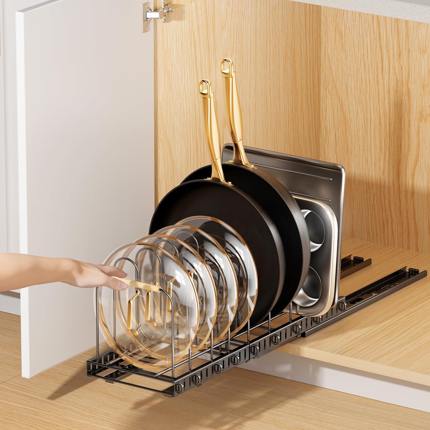 Expandable Pans and Pots Lid Organizer Rack