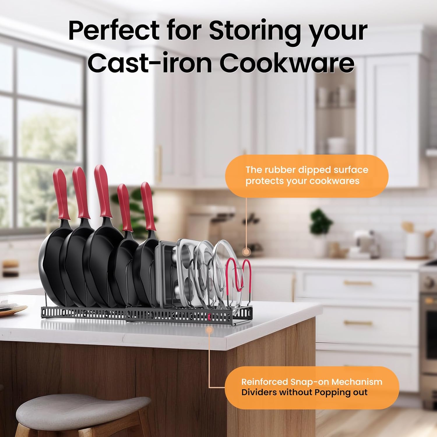 Expandable Pans and Pots Lid Organizer Rack