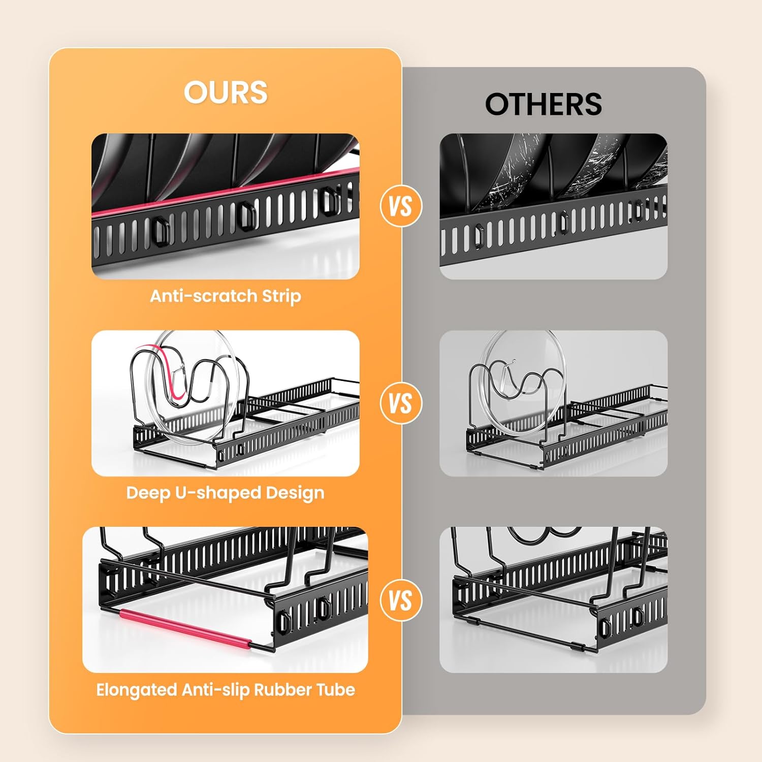 Expandable Pans and Pots Lid Organizer Rack