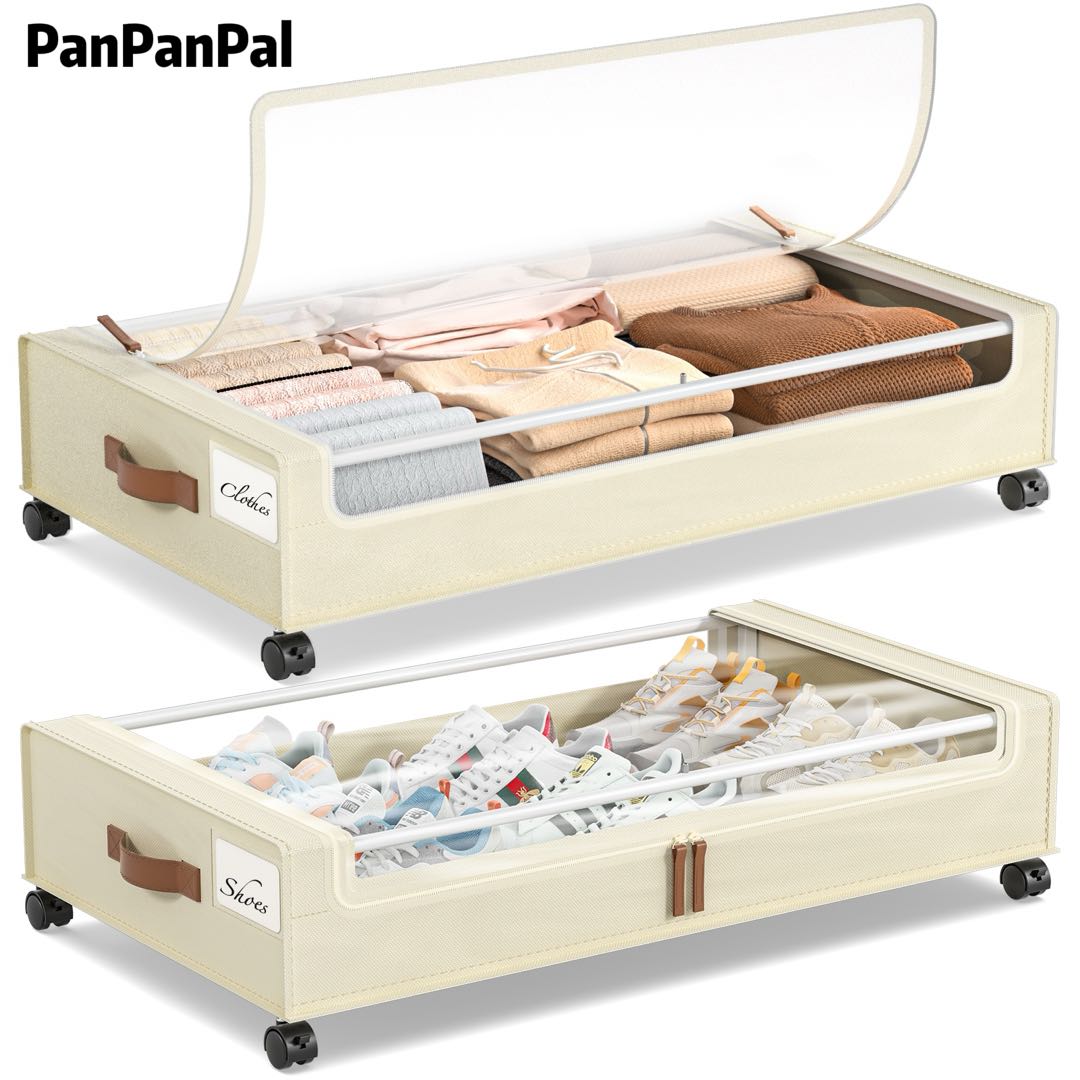 PanPanPal Under-Bed Storage Rack with Wheels 2-piece Under-Bed Storage Container