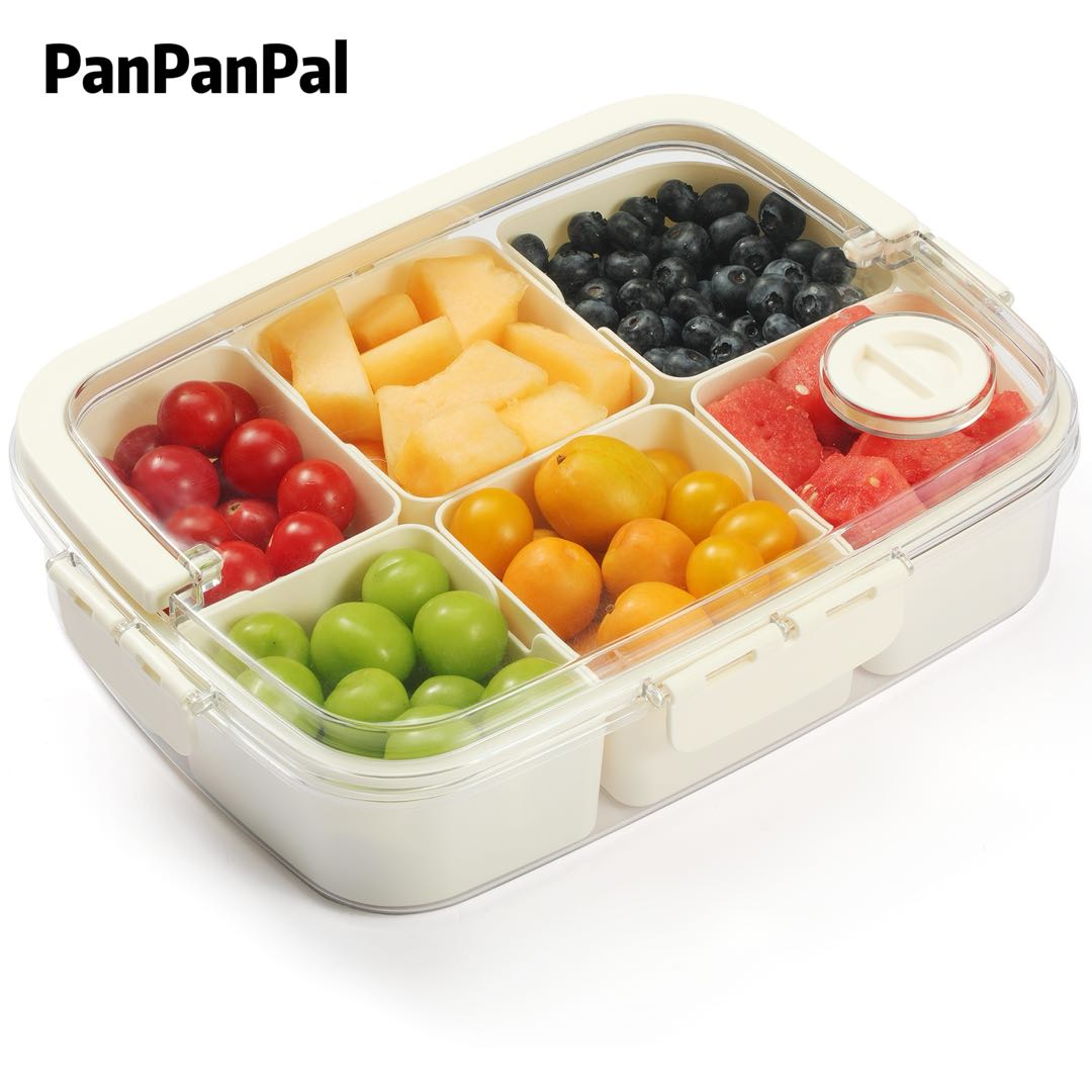 PanPanPal Snack box container, partition tray with lid and handle snack box container