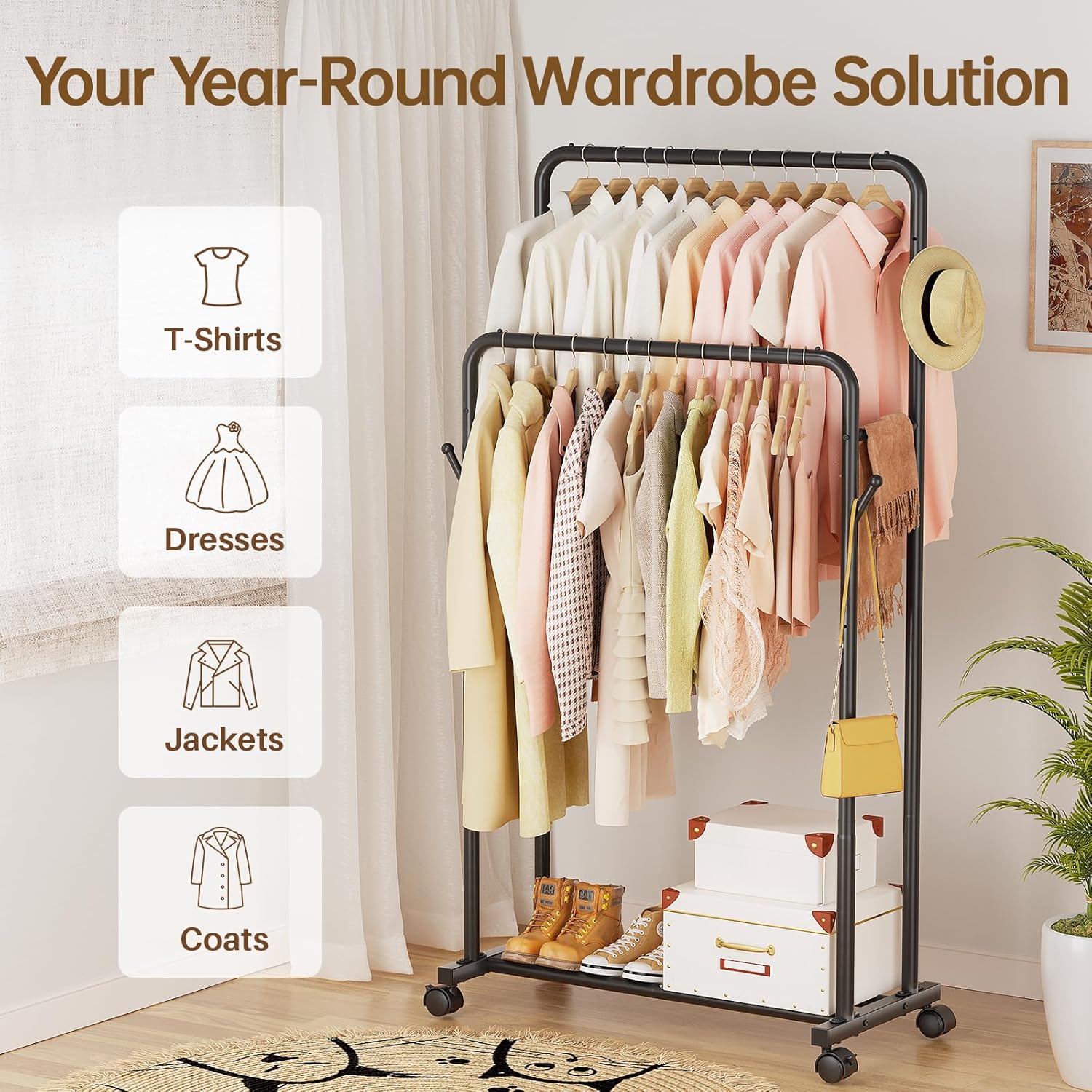 PanPanPal,Double Rail Clothes Rack