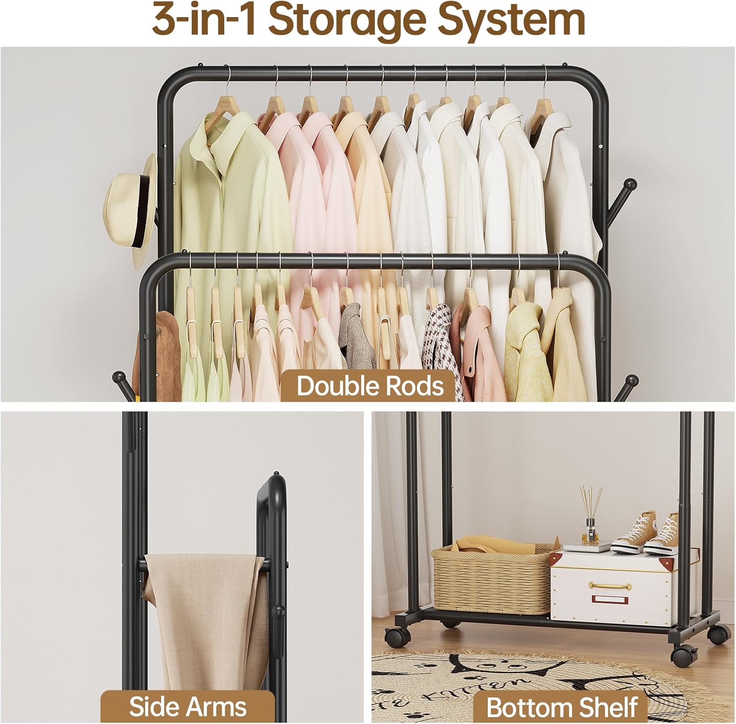 PanPanPal,Double Rail Clothes Rack