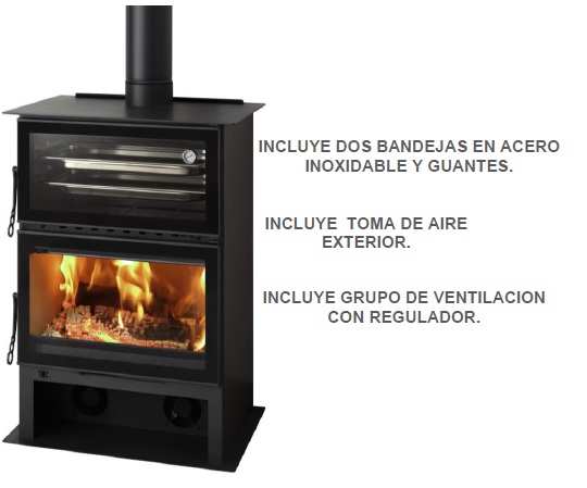 ESTUFA DE LEÑA CON HORNO TNC FRONTAL TNC 70-H