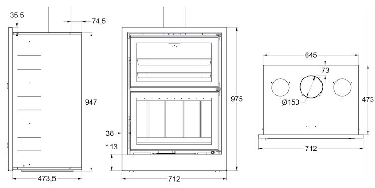 ESTUFA DE LEÑA CON HORNO INSERTABLE TNC FRONTAL 200-H  