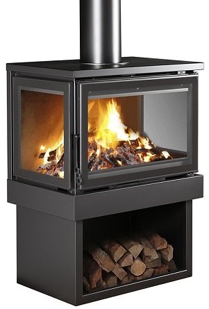 ESTUFA DE LEÑA CON 3 CRISTALES TNC CON LEÑERO BIO ECO T 503