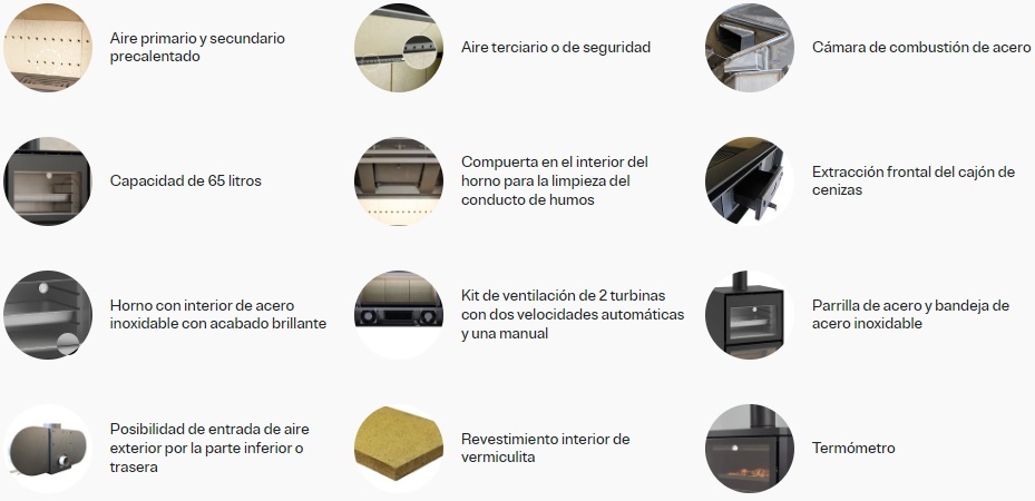 ESTUFA DE LEÑA CON HORNO ROCAL HEBAR