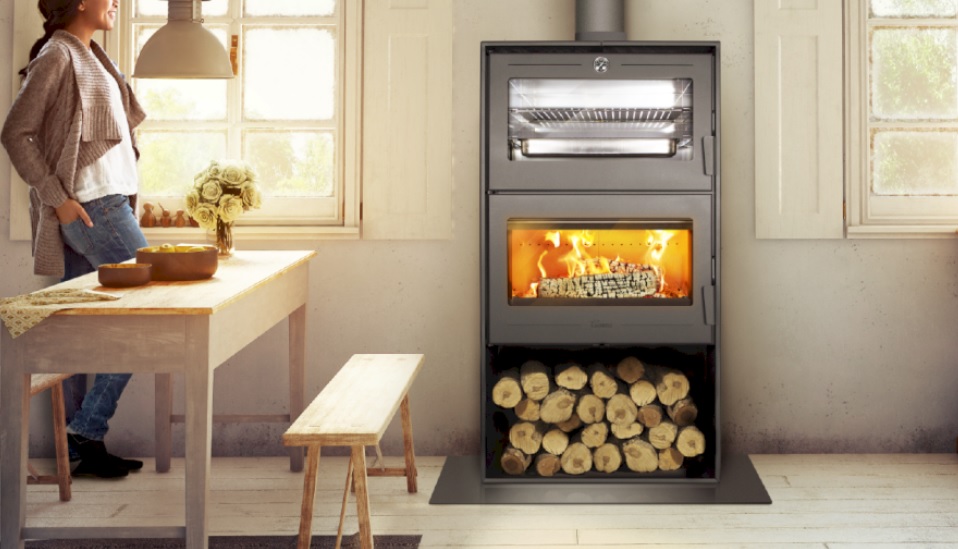 ESTUFA DE LEÑA CON HORNO LACUNZA OSLO