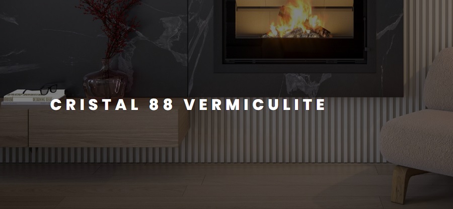 CHIMENEA INSERTABLE DE LEÑA C&A CHAMA CRISTAL 88 VERMICULITA Y HIERRO