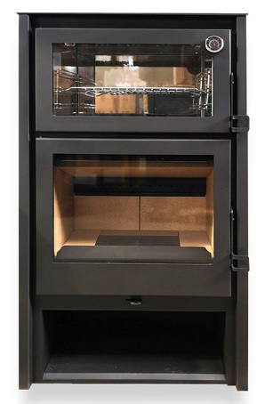 ESTUFA DE LEÑA CON HORNO Y LEÑERO HUALGE FORNO L