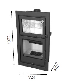 ESTUFA INSERTABLE DE LEÑA CON HORNO Y LEÑERO HUALGE FORNO L