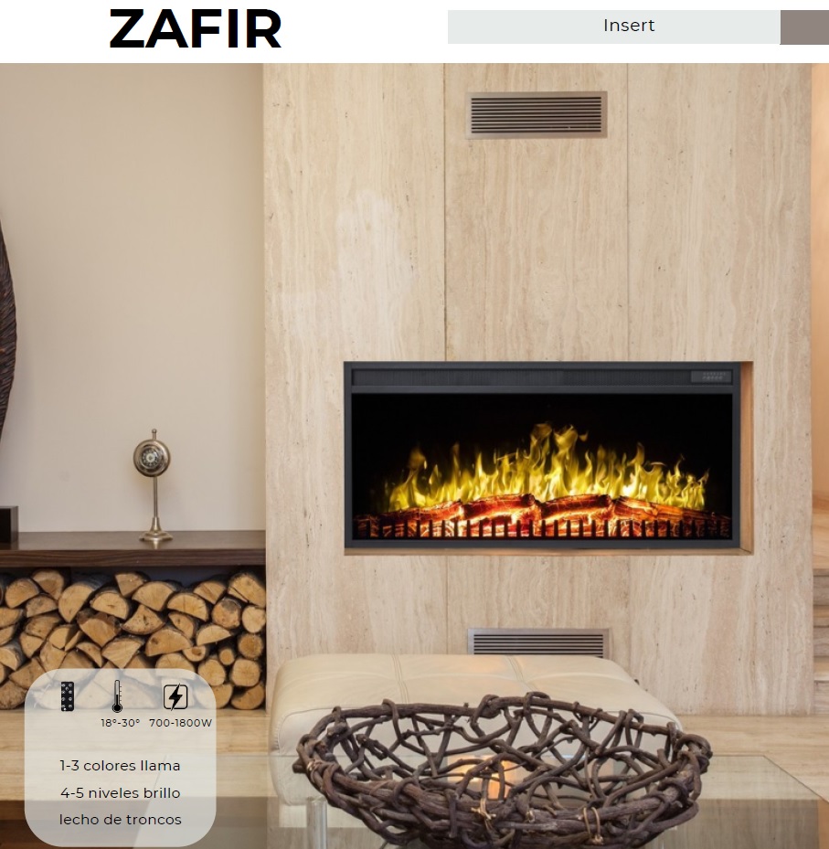 CHIMENEA ELÉCTRICA FOCOSTAR ZAFIR 40-130 DECORATIVA Y CALEFACTORA