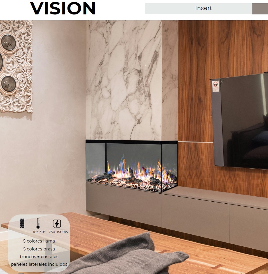 CHIMENEA ELÉCTRICA FOCOSTAR VISION 33-60 DECORATIVA Y CALEFACTORA