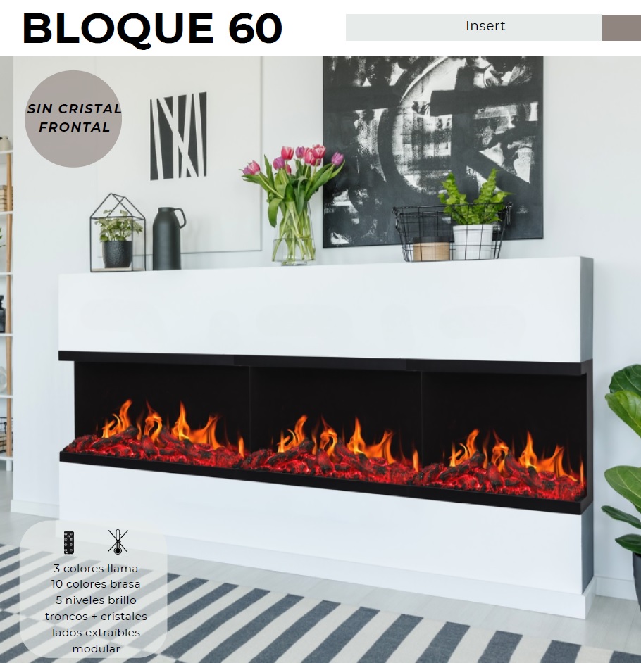 CHIMENEA ELÉCTRICA FOCOSTAR BLOQUE 60 DECORATIVA