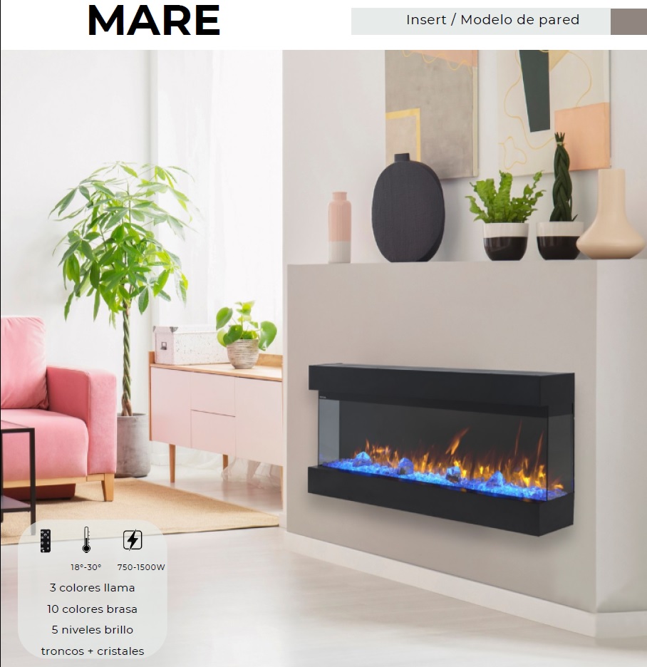 CHIMENEA ELÉCTRICA FOCOSTAR MARE 36-72 DECORATIVA Y CALEFACTORA.