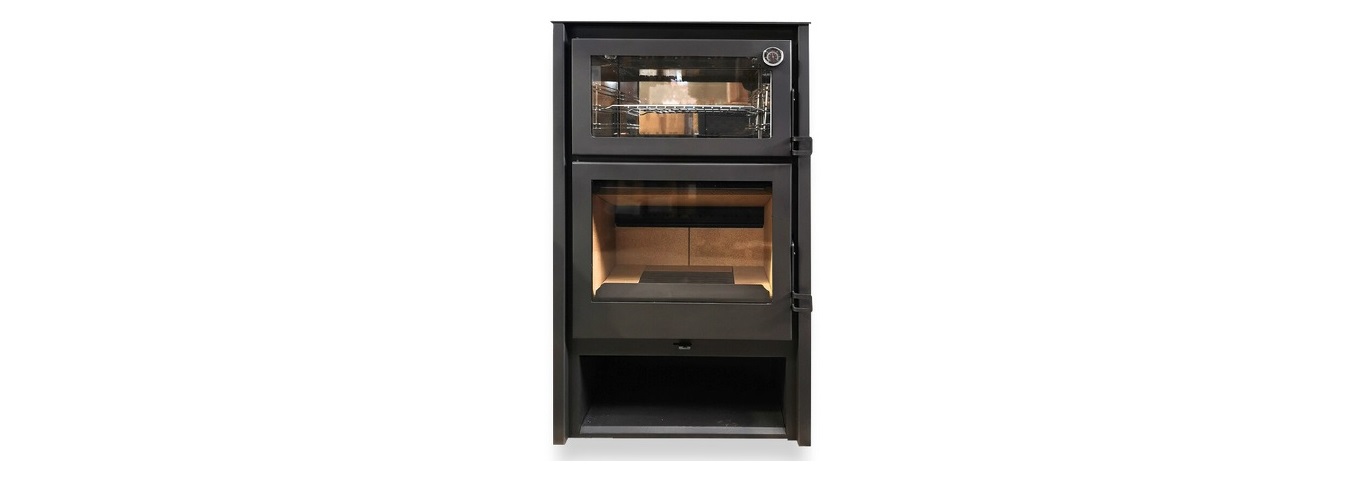 ESTUFA DE LEÑA CON HORNO Y LEÑERO HUALGE FORNO L