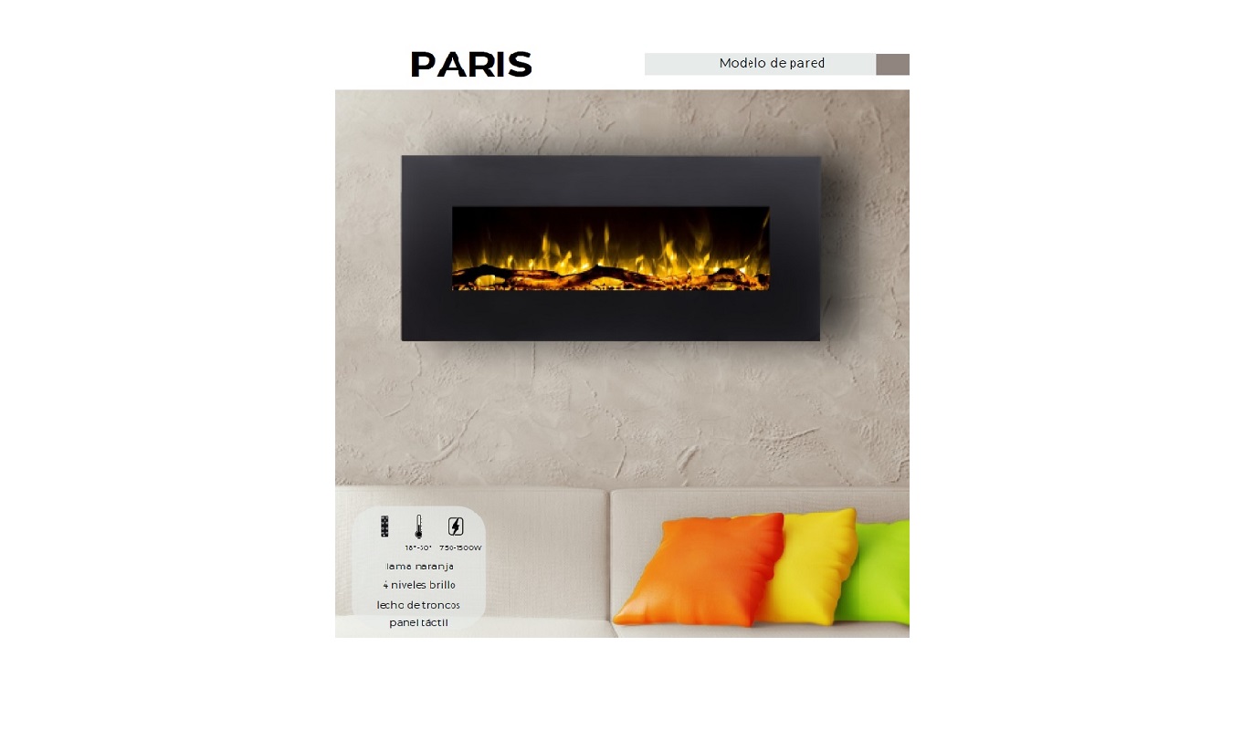 CHIMENEA ELÉCTRICA FOCOSTAR PARIS 33-50 DECORATIVA Y CALEFACTORA