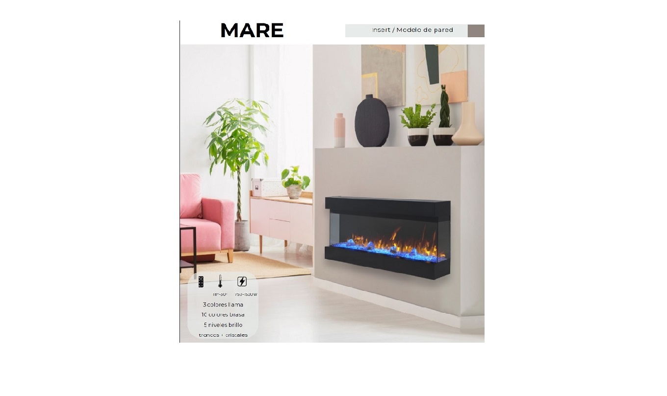 CHIMENEA ELÉCTRICA FOCOSTAR MARE 36-72 DECORATIVA Y CALEFACTORA.