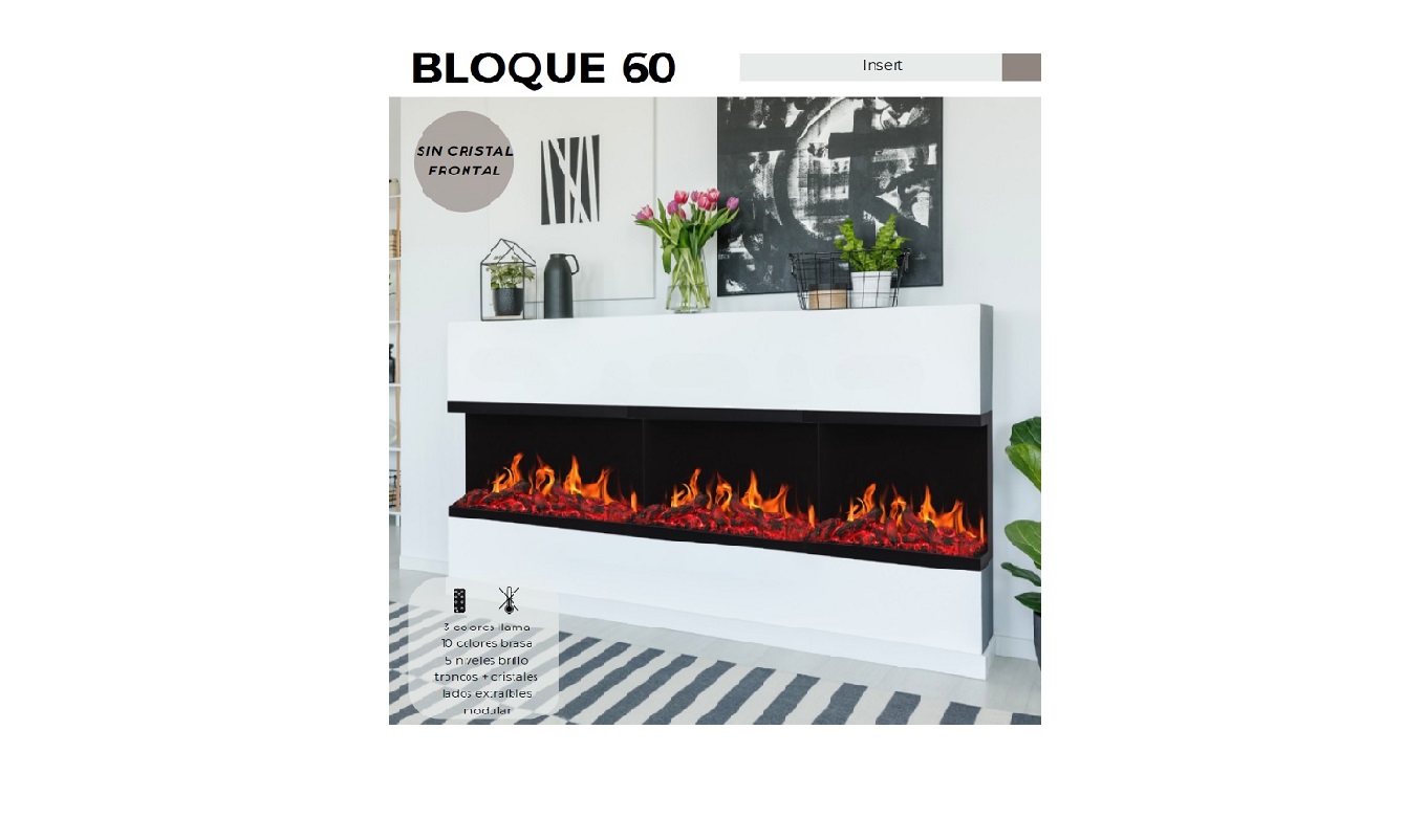 CHIMENEA ELÉCTRICA FOCOSTAR BLOQUE 60 DECORATIVA