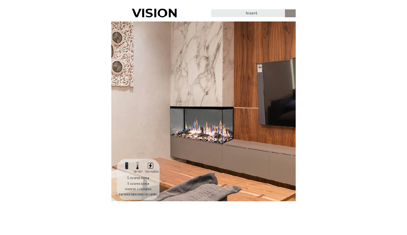 CHIMENEA ELÉCTRICA FOCOSTAR VISION 33-60 DECORATIVA Y CALEFACTORA