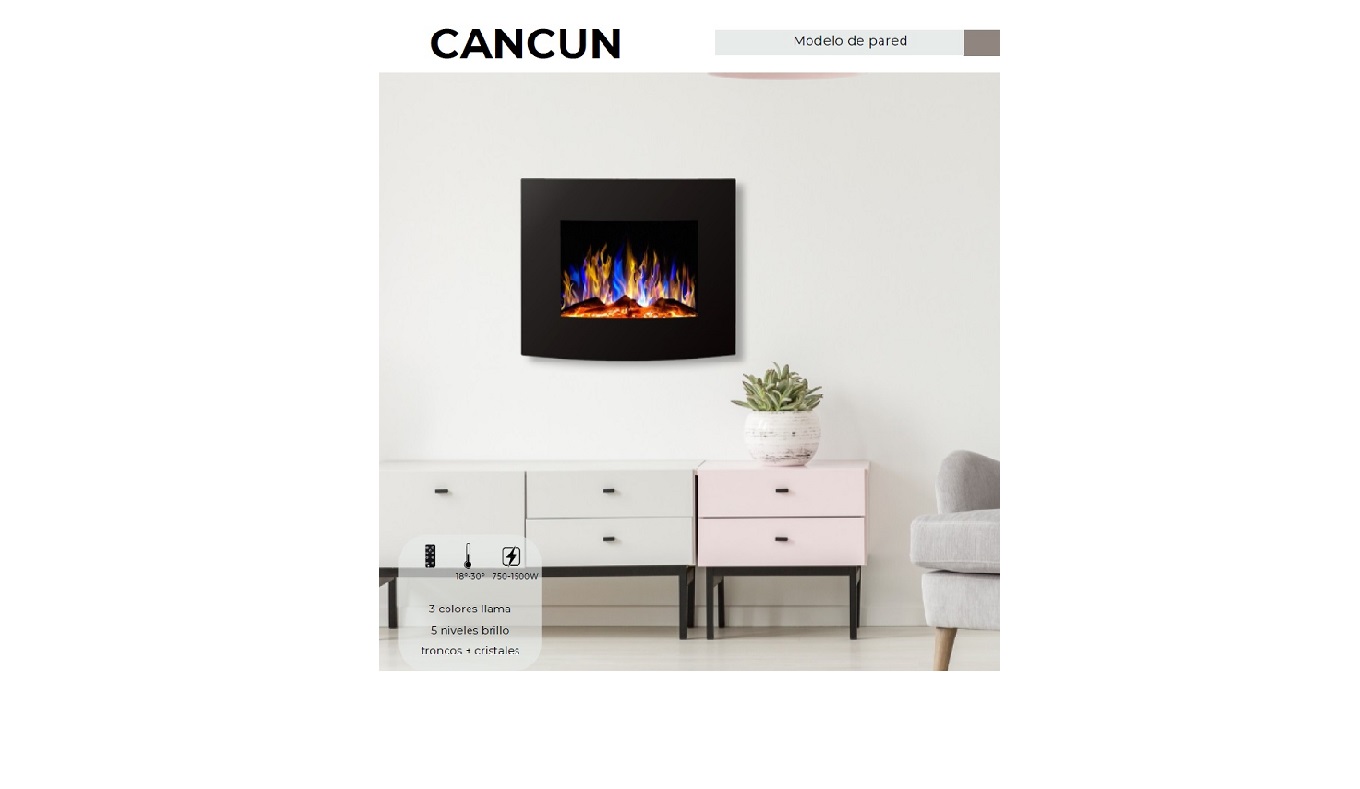 CHIMENEA ELÉCTRICA FOCOSTAR CANCUN 26-36 DECORATIVA Y CALEFACTORA