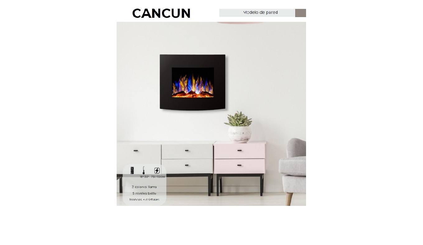 CHIMENEA ELÉCTRICA FOCOSTAR CANCUN 26-36 DECORATIVA Y CALEFACTORA