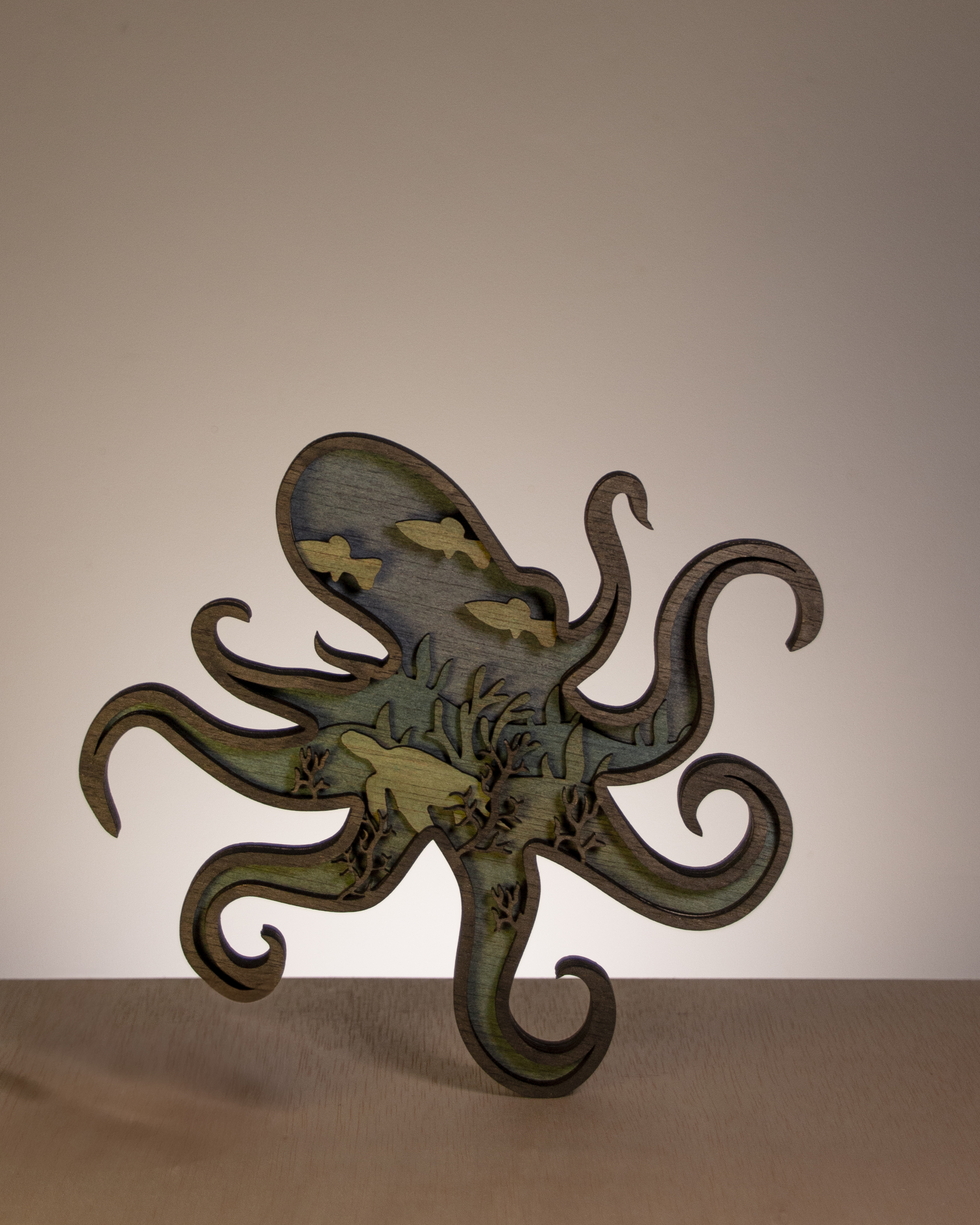 Figura de pulpo en madera multicapa - Fauna marina