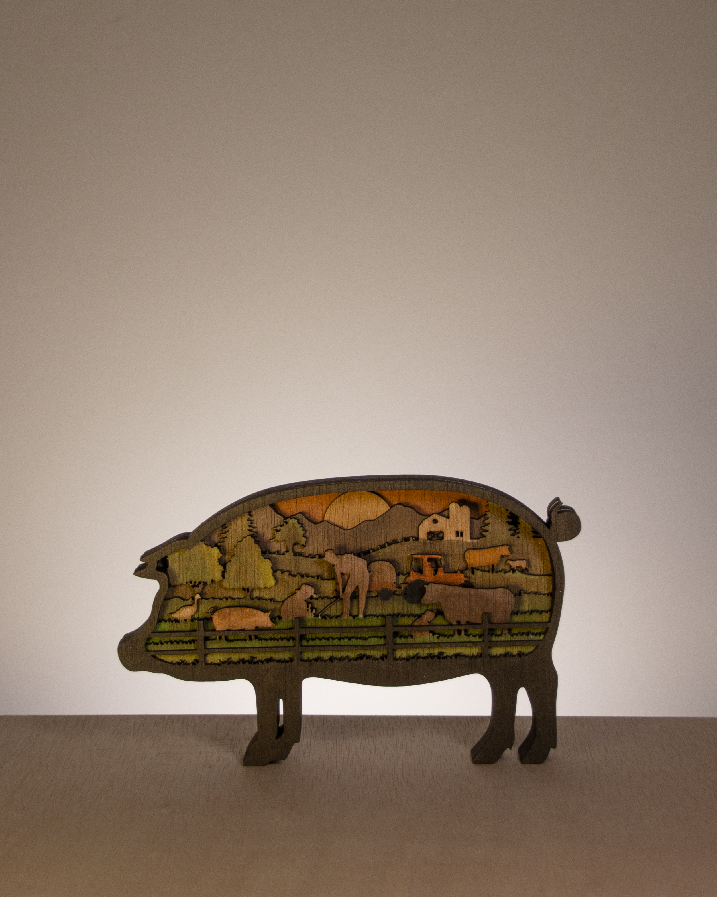 Figura de cerdo en madera multicapa - Agricultura y ganadería
