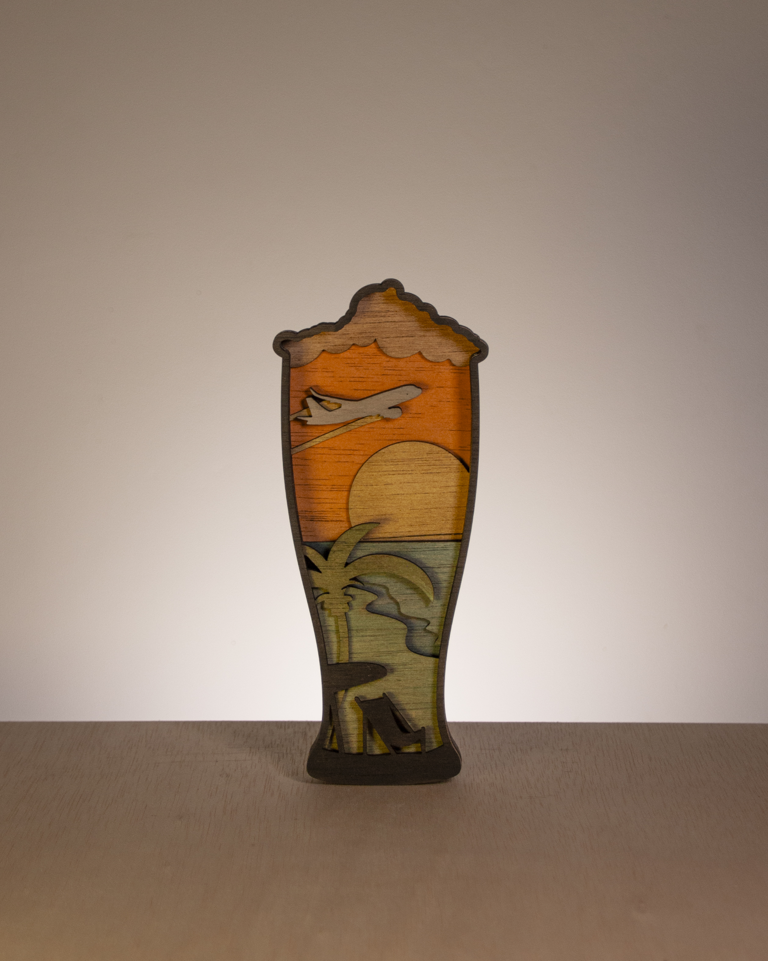 Figura de copa de cerveza en madera multicapa - Verano, playa y fiesta