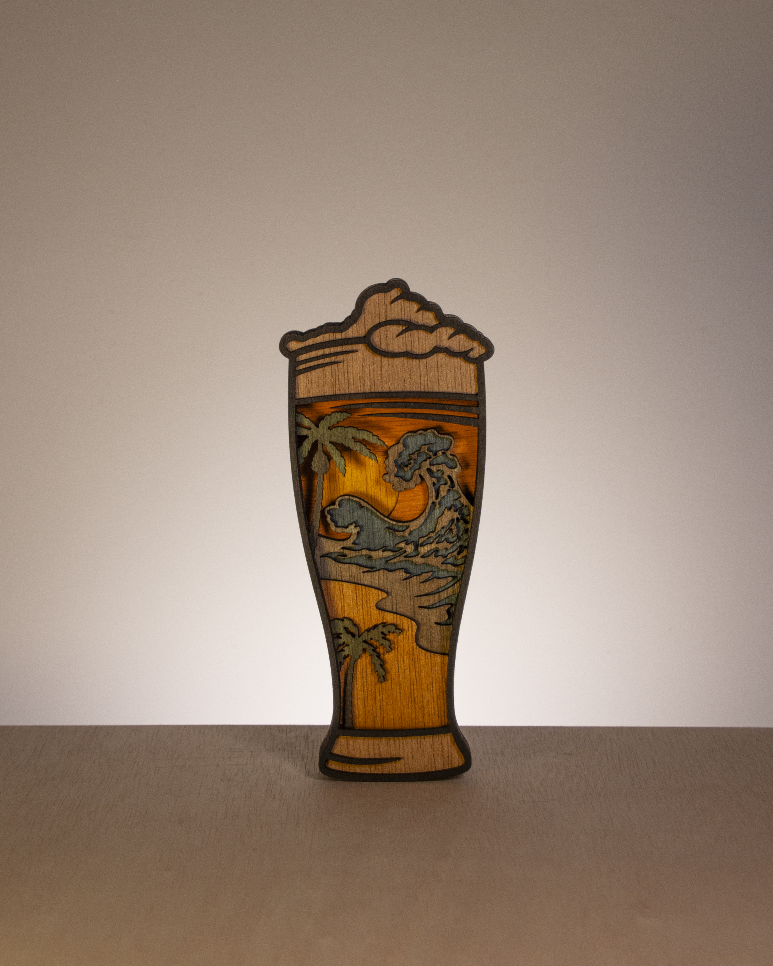 Figura de copa de cerveza en madera multicapa - Verano, playa y fiesta