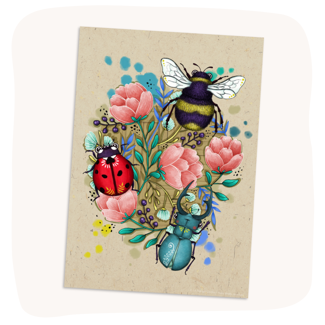 Carte postale A6 "Mes petits insectes"