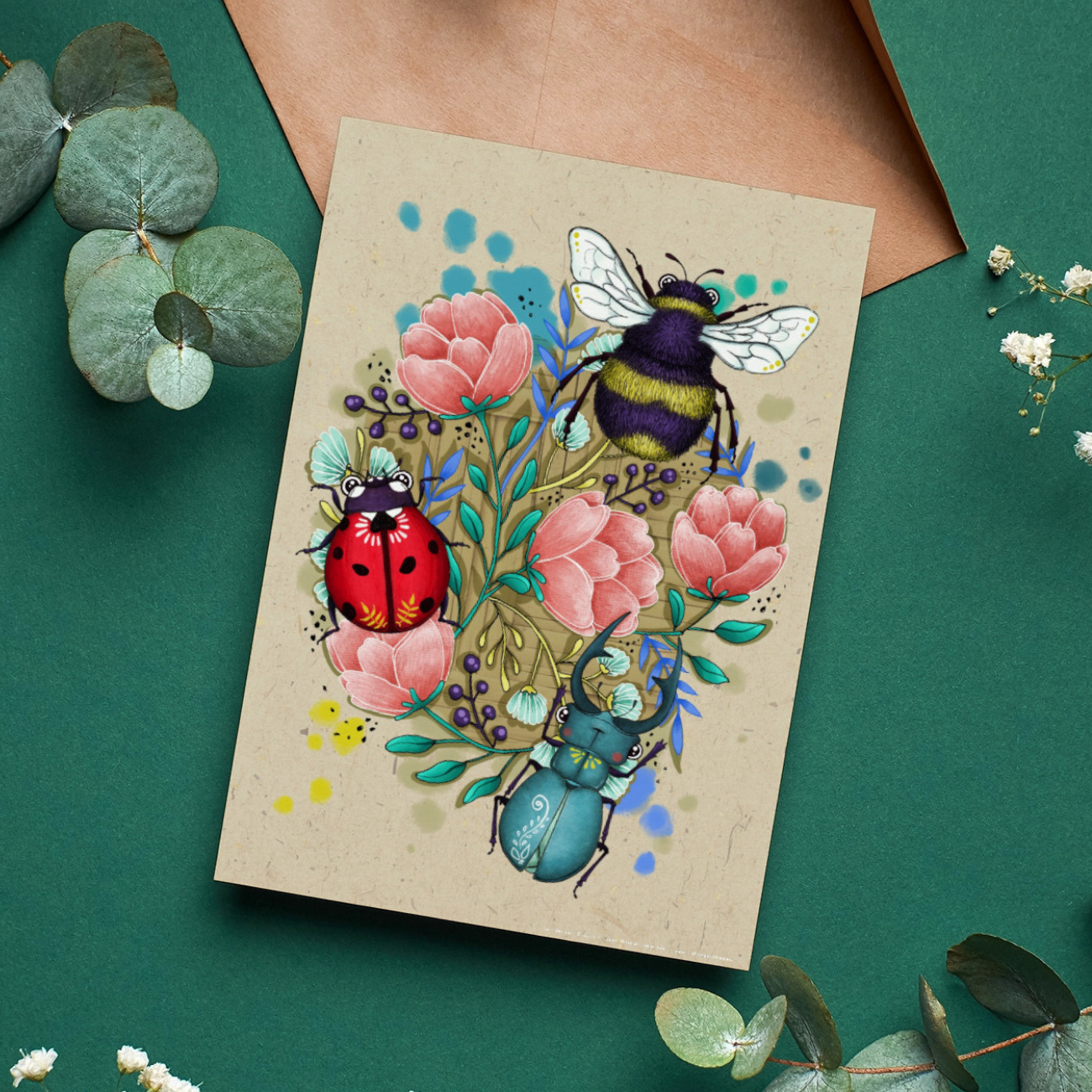 Carte postale A6 "Mes petits insectes"