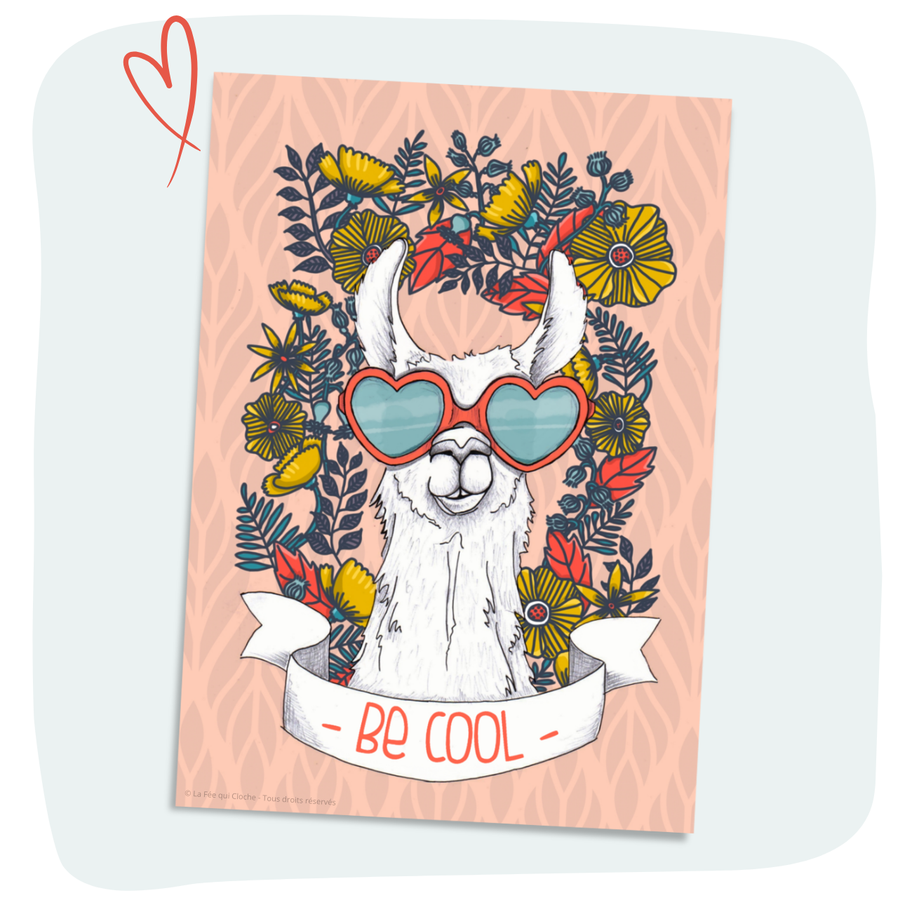 Carte postale A6 "Lama be cool"