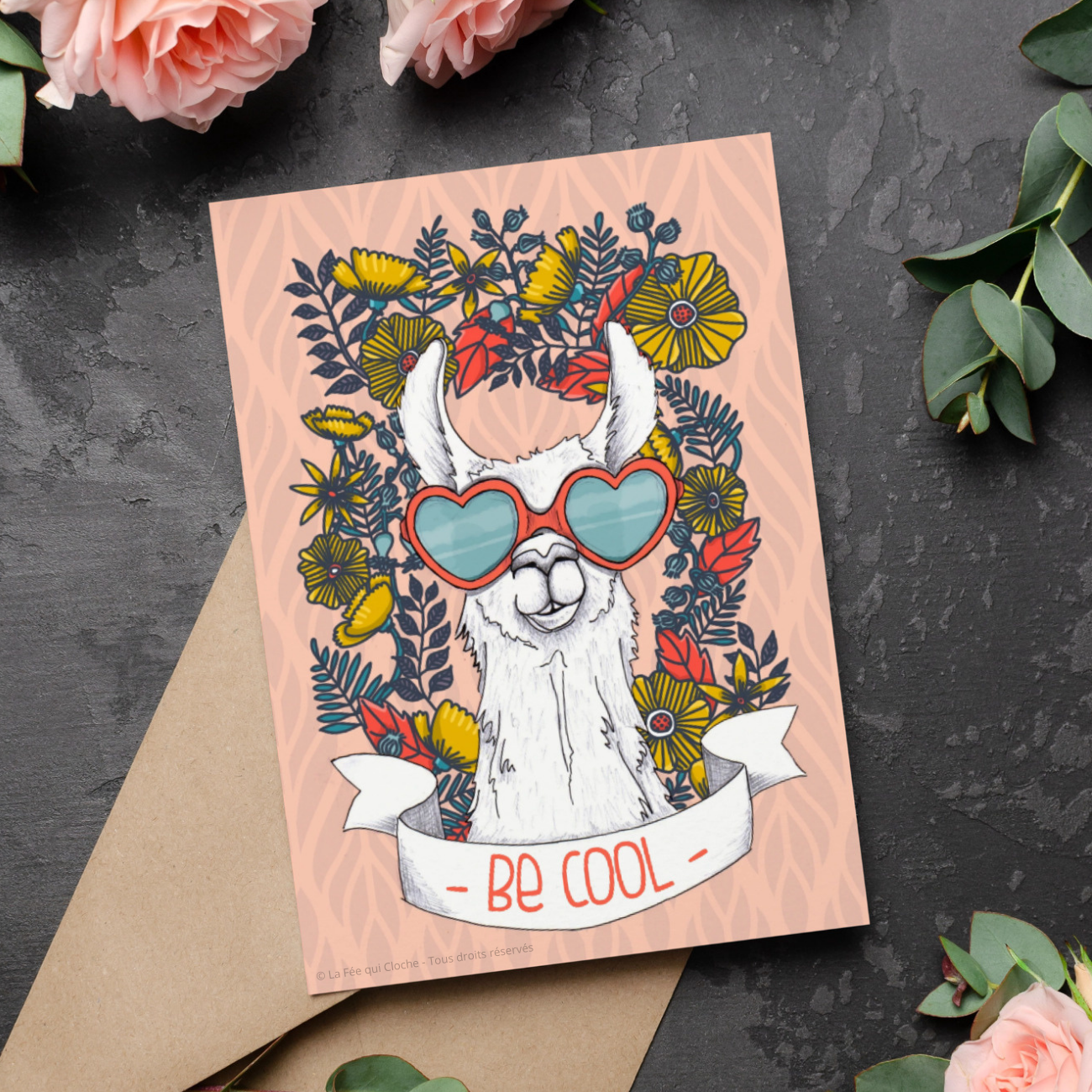 Carte postale A6 "Lama be cool"