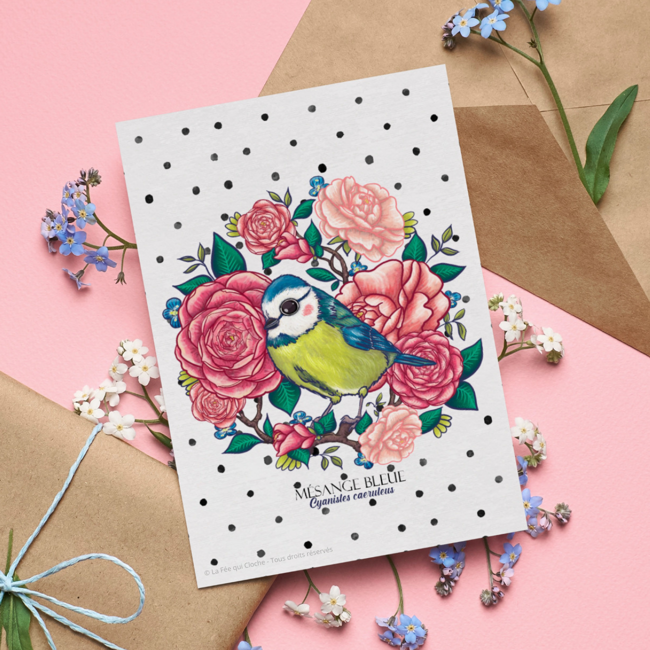 Carte postale A6 "Mésange bleue"