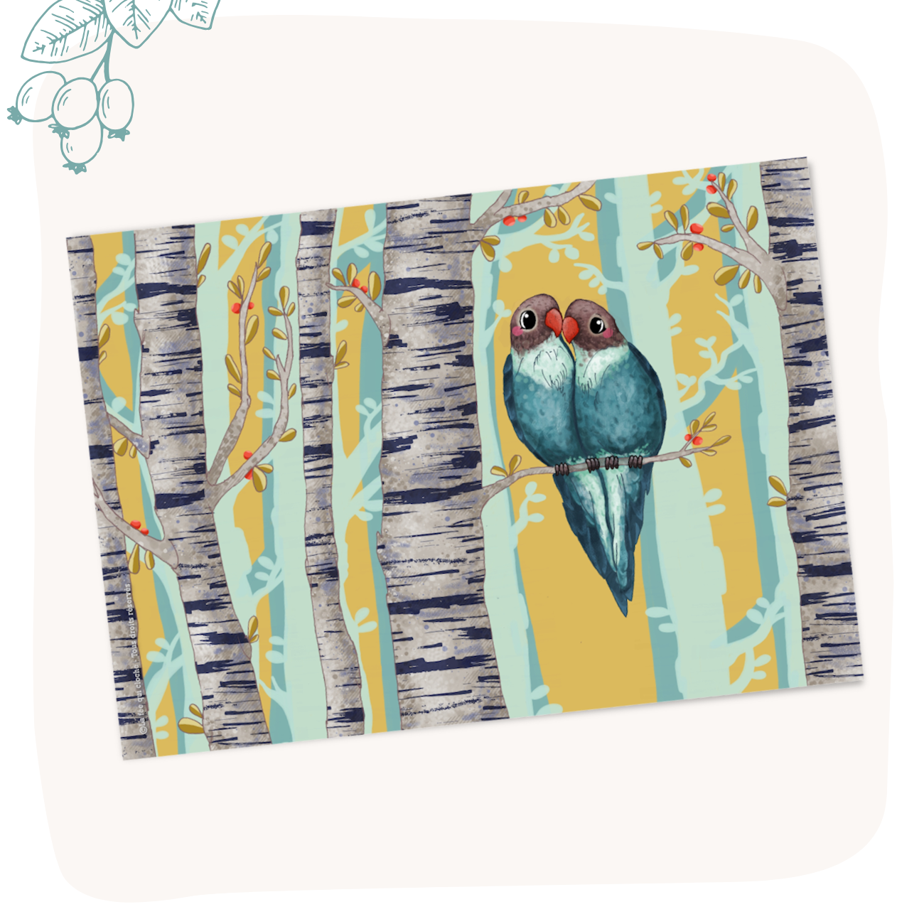 Carte postale A6 "Perroquets inséparables"