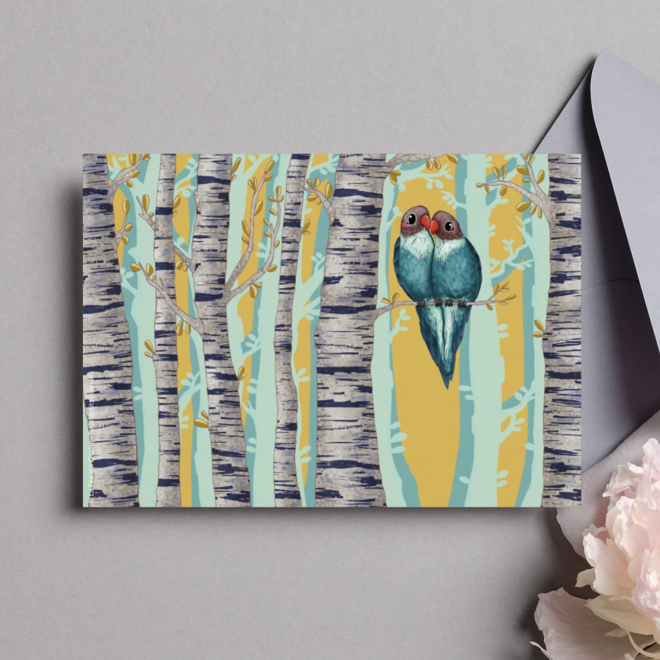 Carte postale A6 "Perroquets inséparables"