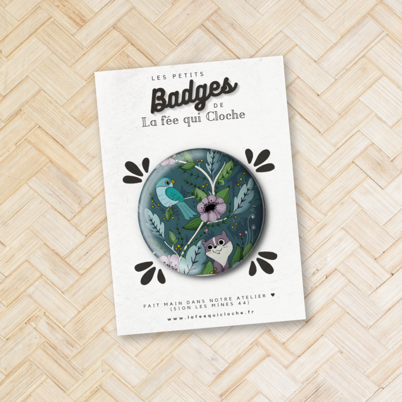 Badge "Chat et oiseau"