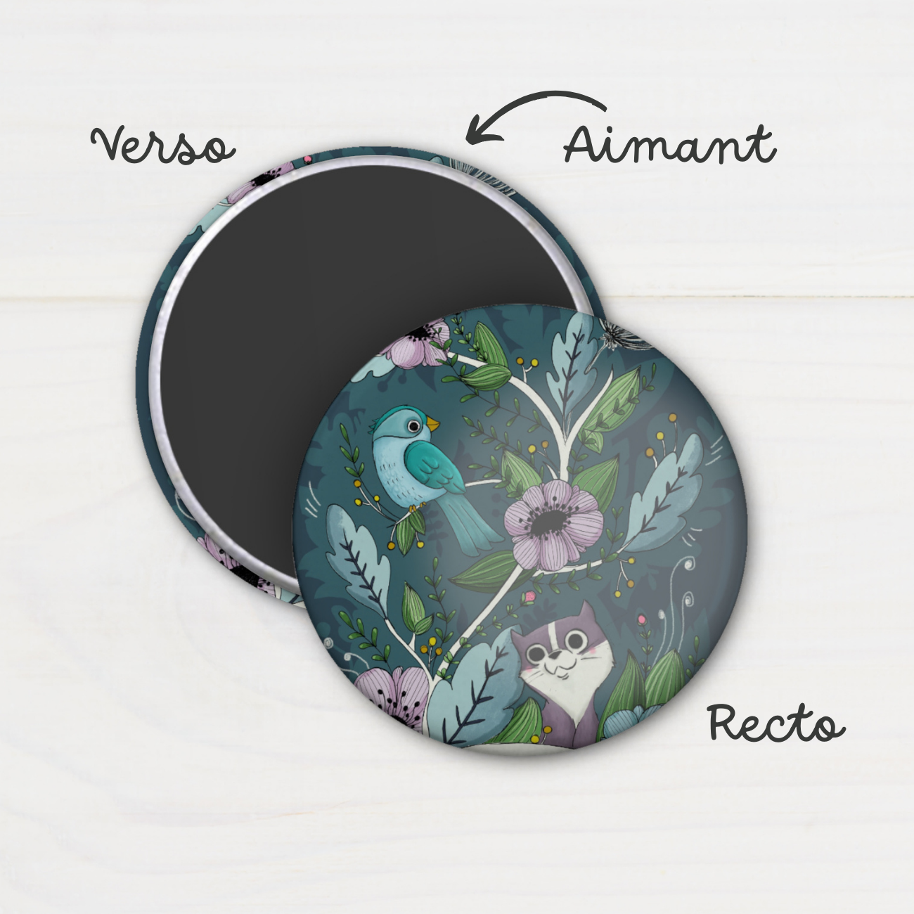Magnet "Chat et oiseau"