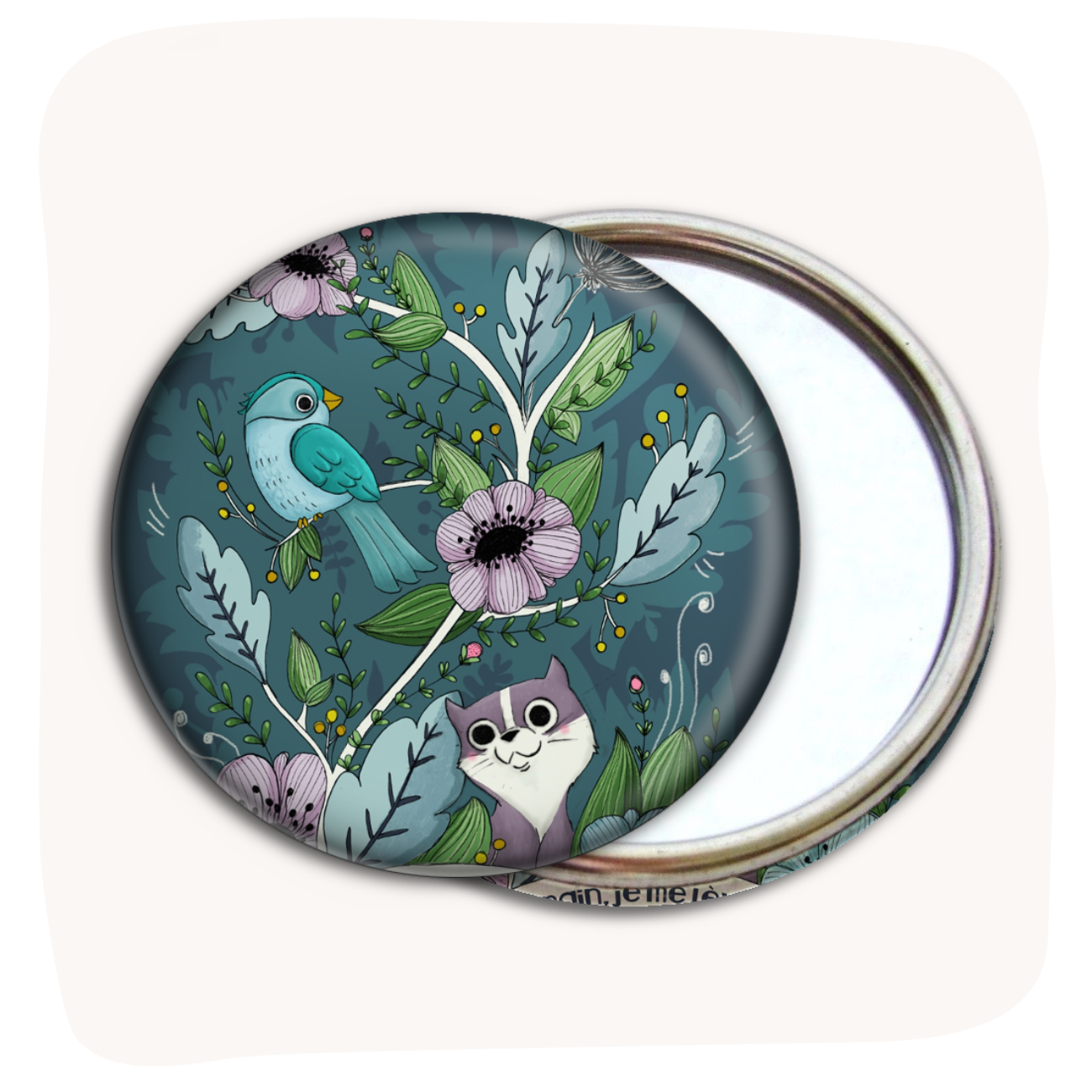 Miroir "Chat et oiseau"