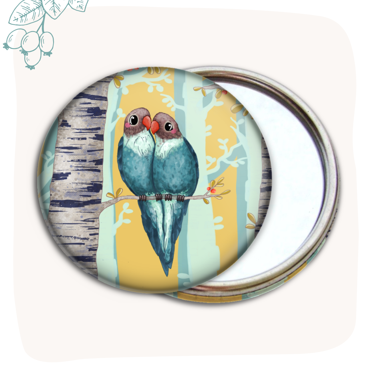 Miroir "Perroquets inséparables"