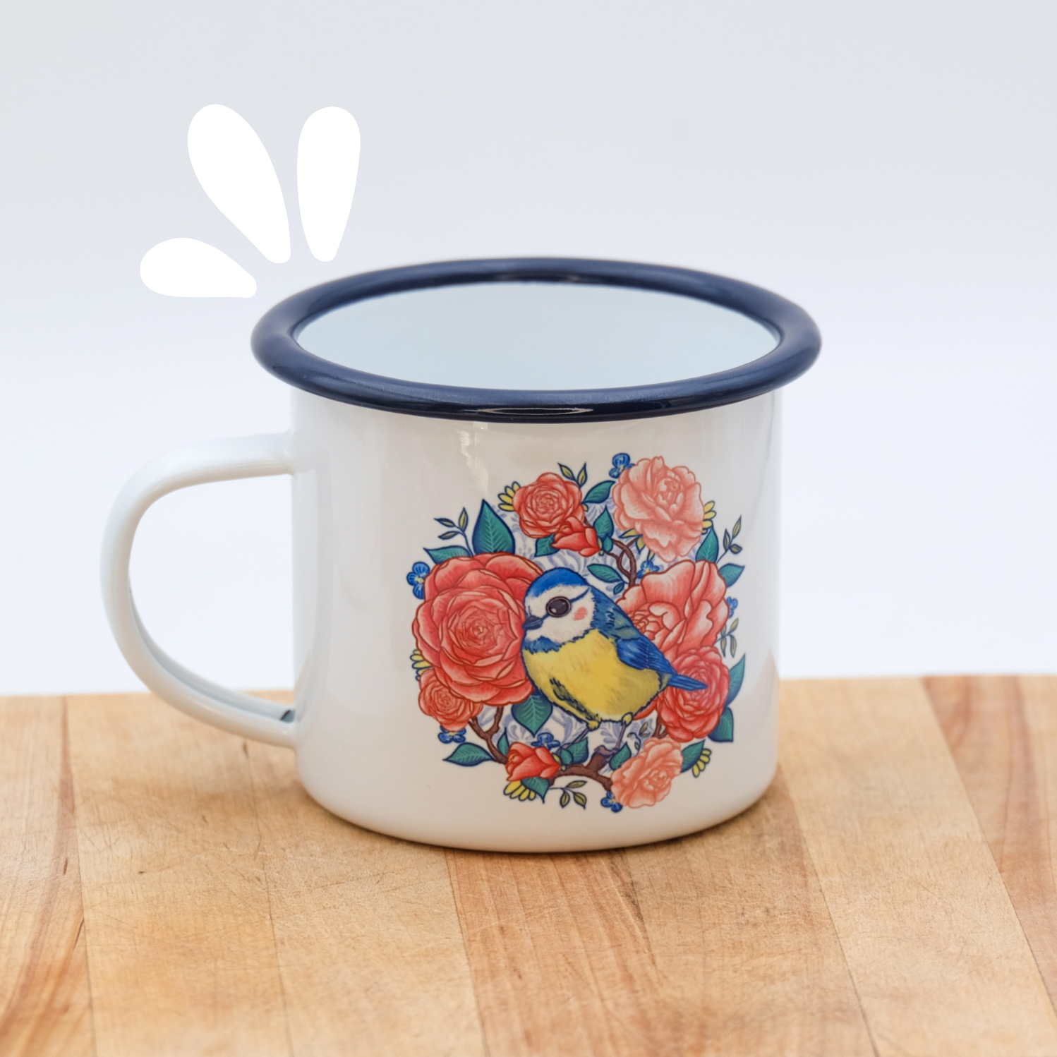 Tasse émaillé "Mésange bleue"