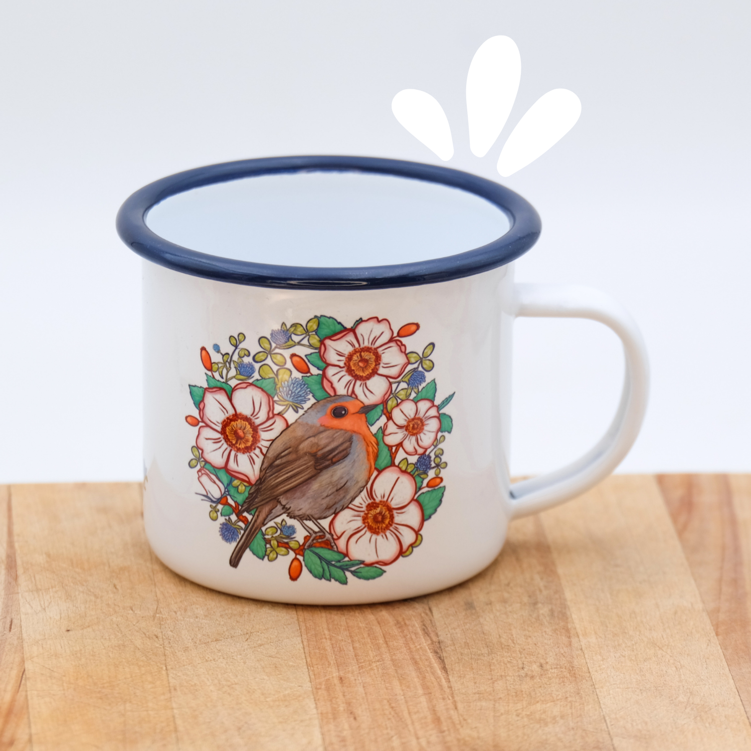 Tasse émaillé "Rouge-gorge"