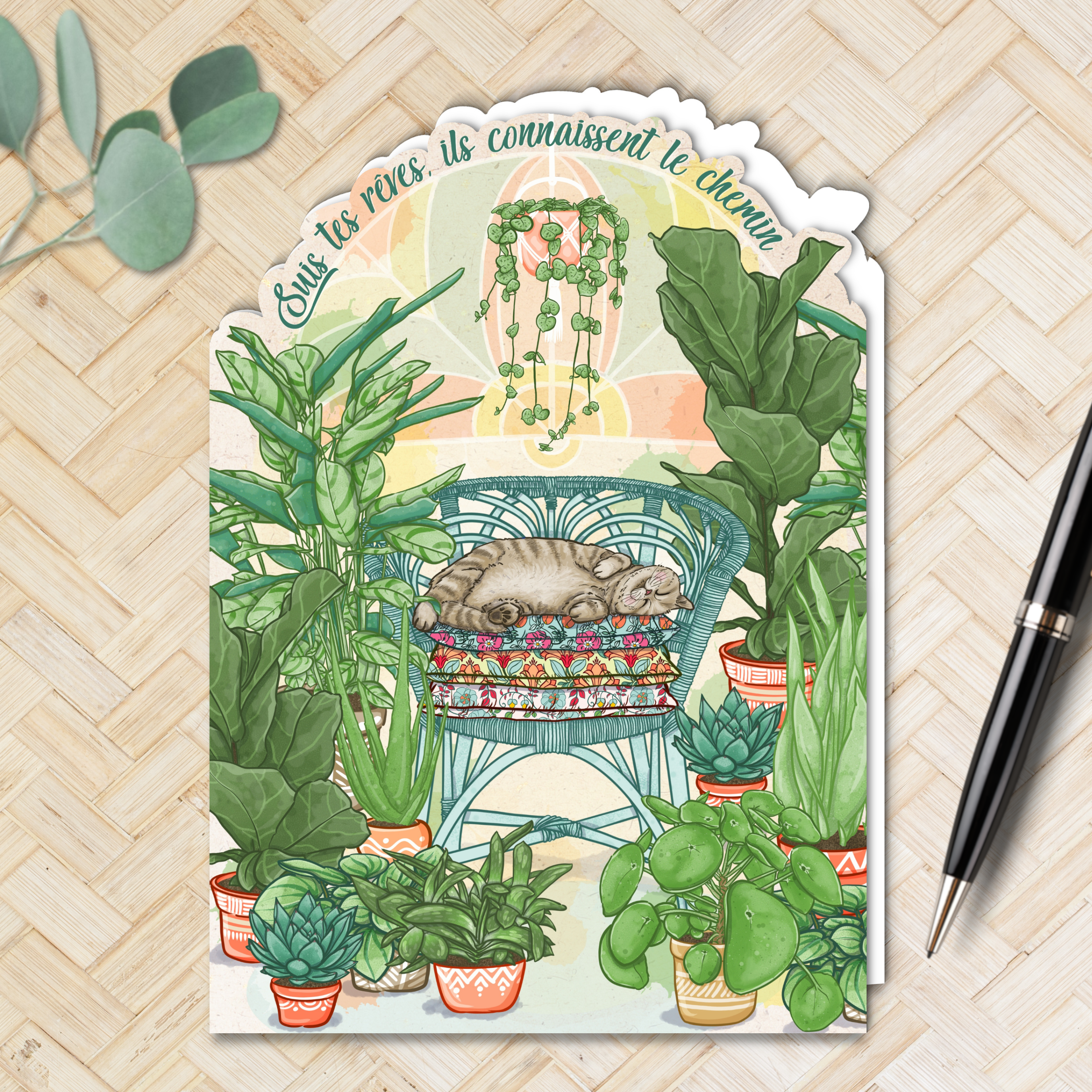 Carte postale découpé A5 "Suis tes rêves ..." et son enveloppe